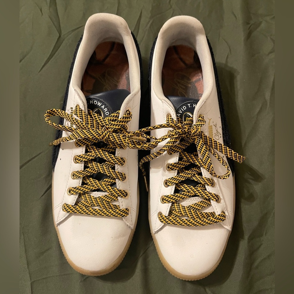Puma - David T. Howard White Sneakers with Yellow Laces
